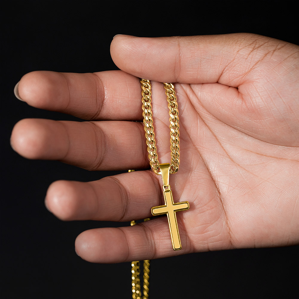 Powerful Motivation Message - Artisan Cross With Cuban Link Chain ShineOn Fulfillment